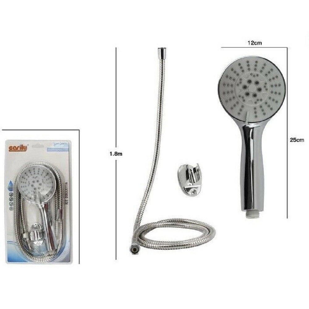 Trade Shop - Kit Doccetta Tonda Bagno Doccino Soffione Doccia Con Laccio 1,8mt Staffa 69106 -