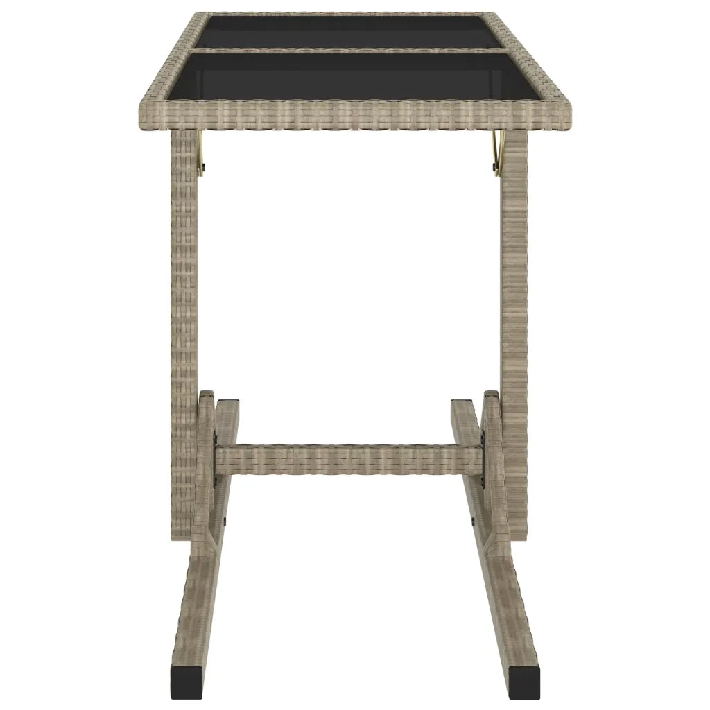 Tavolo da Giardino | Tavolino da esterno Beige 110x53x72 cm in Vetro e Polyrattan