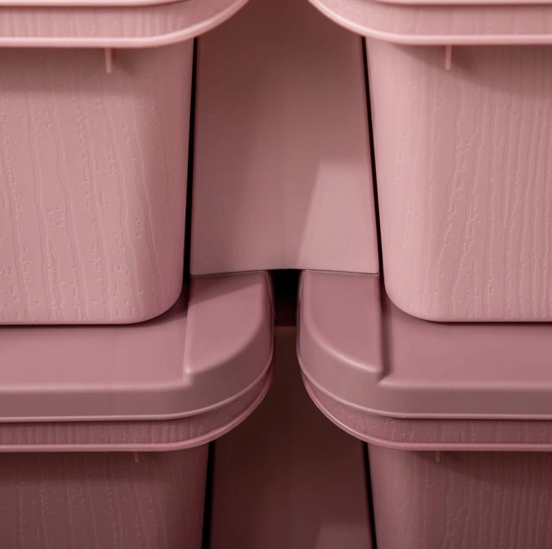 Mobile contenitore rosa con 6 cassetti estraibili e seduta