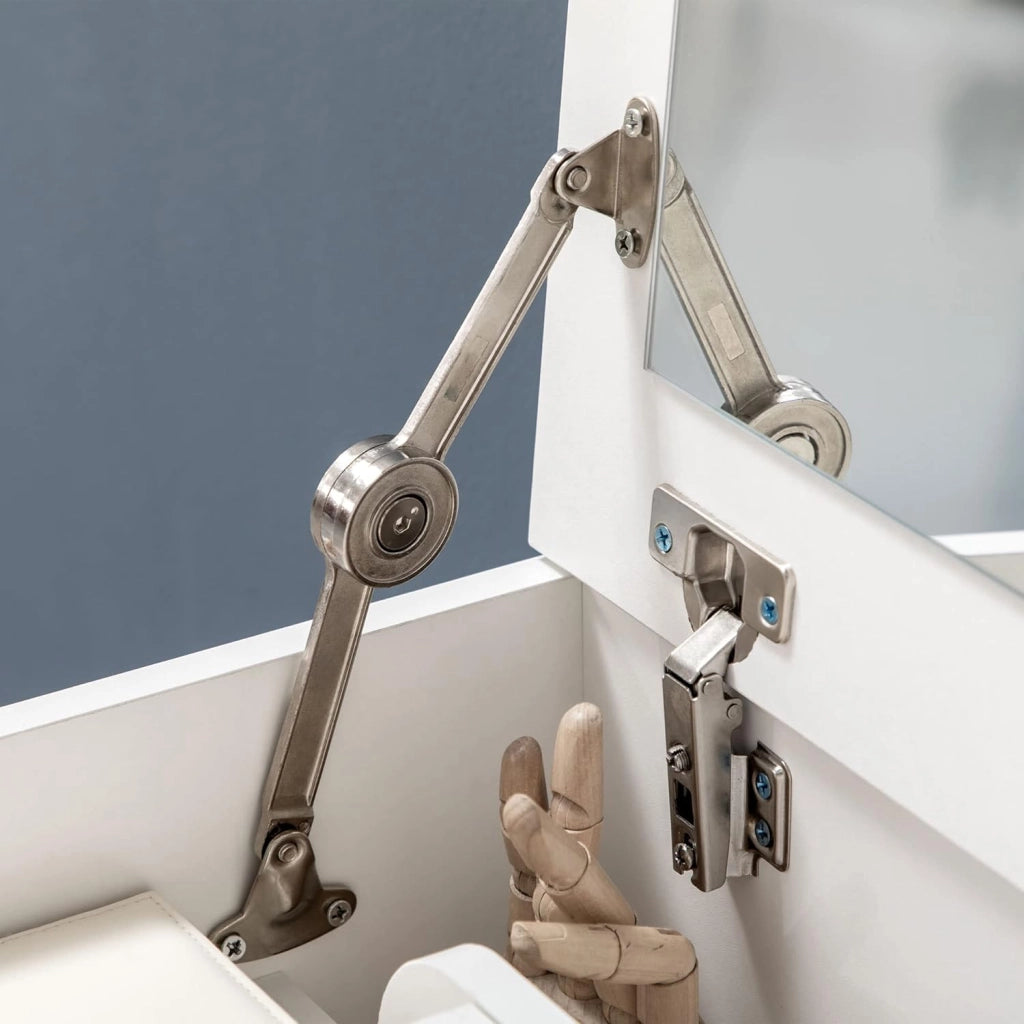 HOMCOM Toeletta da Camera con Specchiera e Sgabello Abbinato, Postazione Trucco con Vano Nascosto e Cassetto in Legno, Bianco