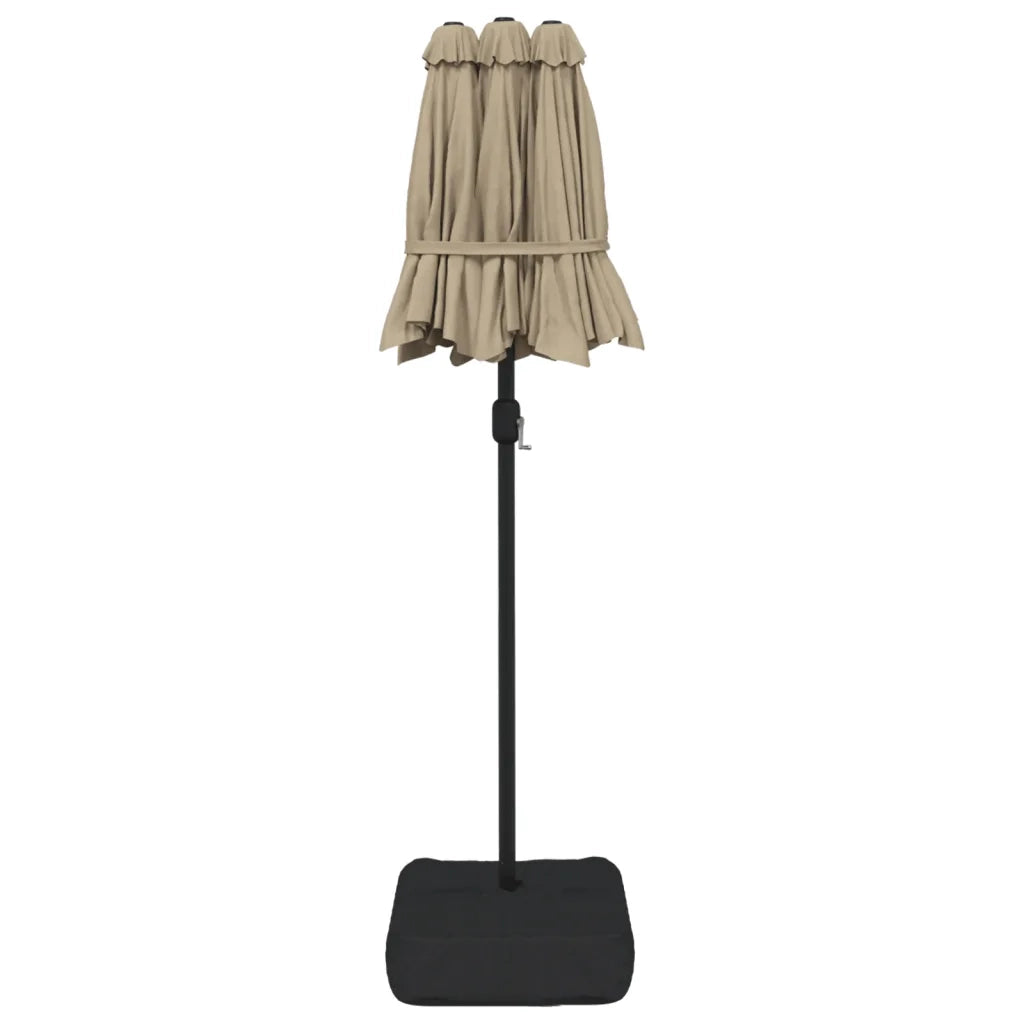 Ombrellone a Doppia Testa con LED Tortora 316x145 cm 362972