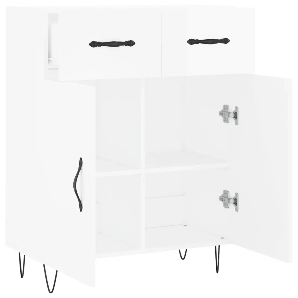 Credenza | Madia | Buffet da pranzo | Armadio da pranzo 69,5x34x90 cm in Legno Multistrato Bianco Lucido
