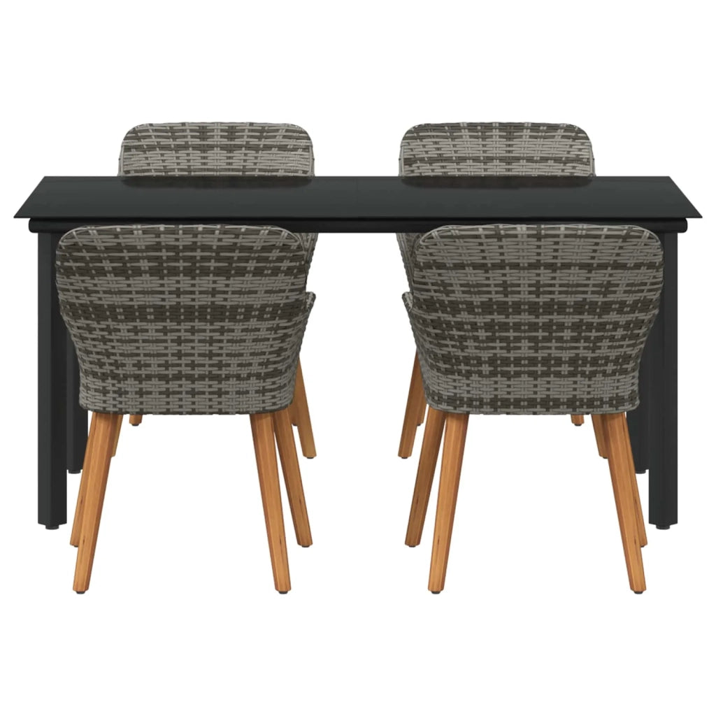 Set da Pranzo per Giardino con cuscino 5 pcs Grigio polyrattan 3261687