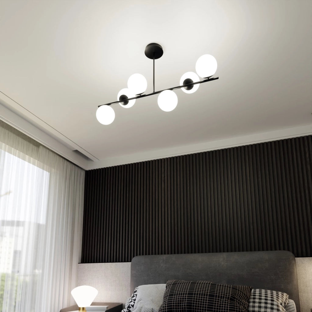 Lampadario Emibig BIOR 6xE14 nero con vetro bianco