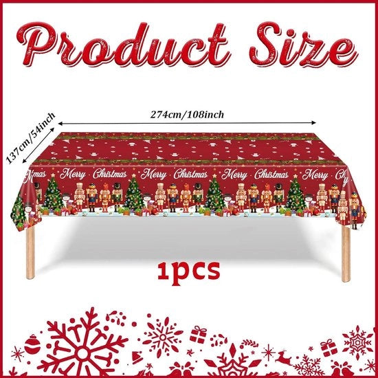 Tavolo di Natale Decorativo a Tappezzeria con Disegno - Bianco e Rosso - Decorazione di Tavola Festiva