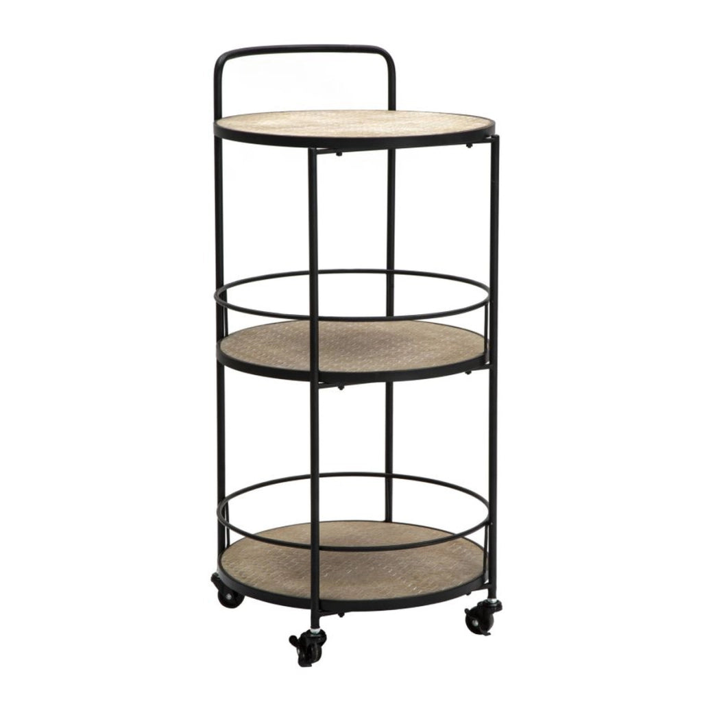 Carrello Arex in ferro e MDF nero e rovere – 40 x 41,5 x H 82 cm