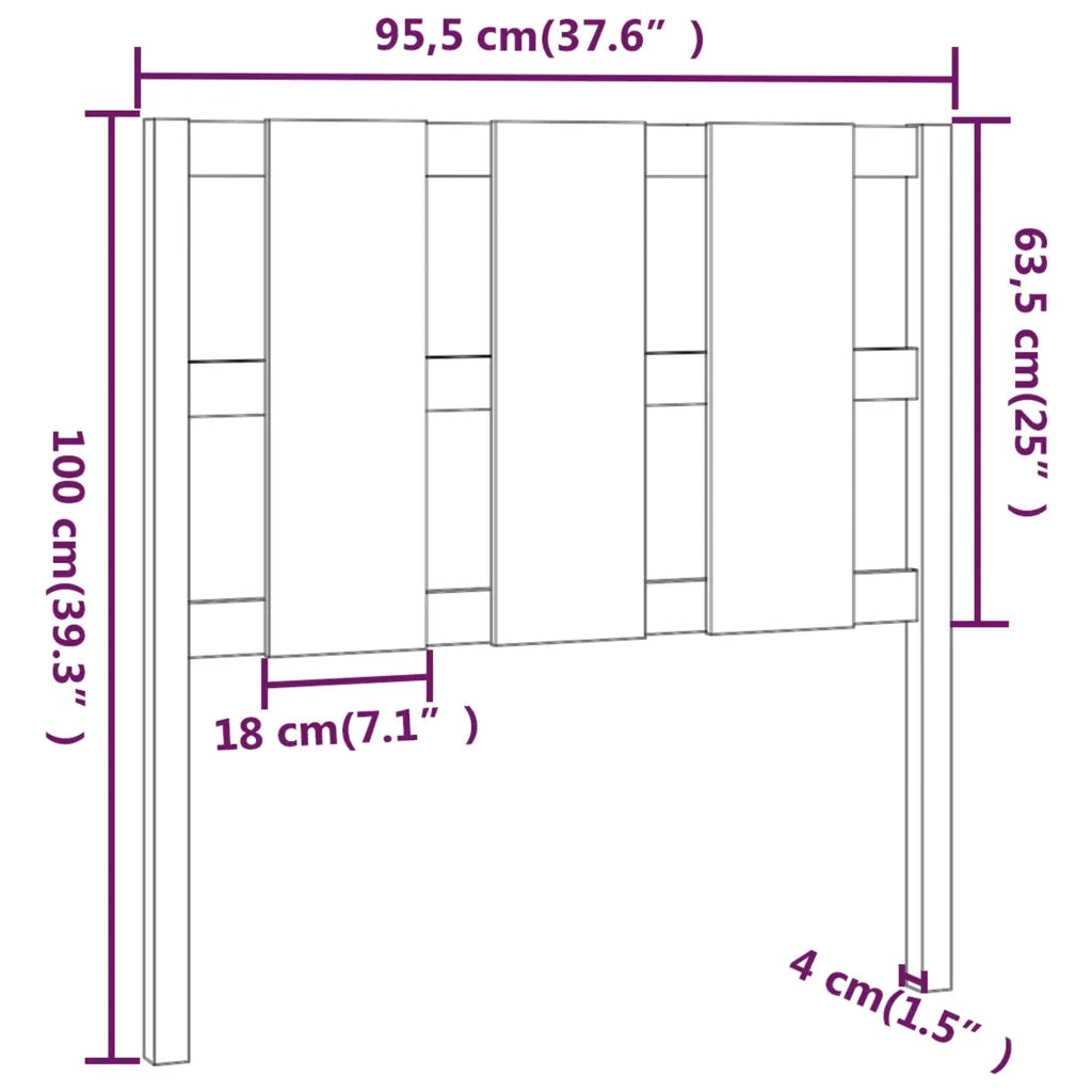 Testiera per Letto-Testata-Testiera Decorativa ambra 95,5x4x100cm in Legno Massello di Pino 808135
