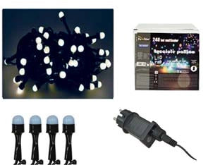 LUCCIOLE A LED BIANCO FREDDO PER USO INTERNO/ESTERNO CON GIOCO LUCI- - 300 led - mt.12 + 5 - 1 pezzi
