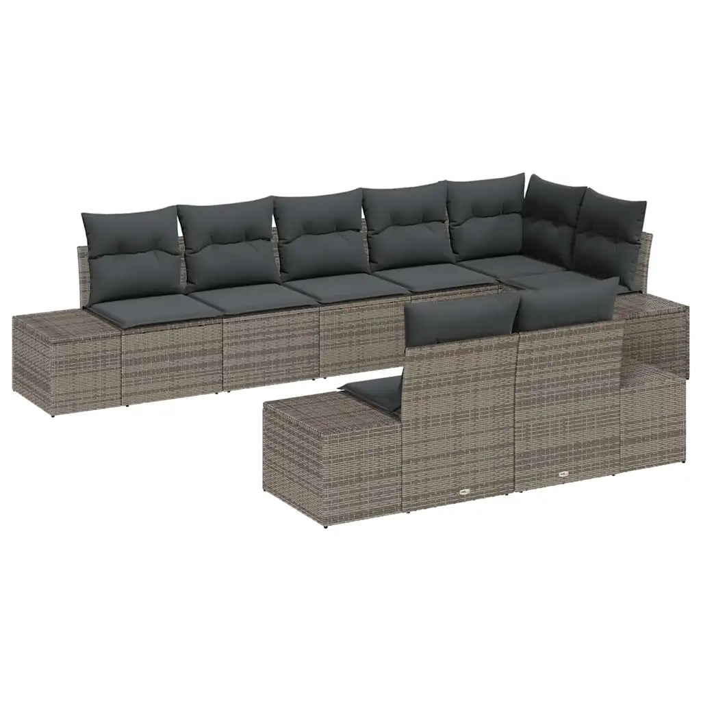 Set Divano da Giardino con cuscino 8 pcs Grigio polyrattan 3347109