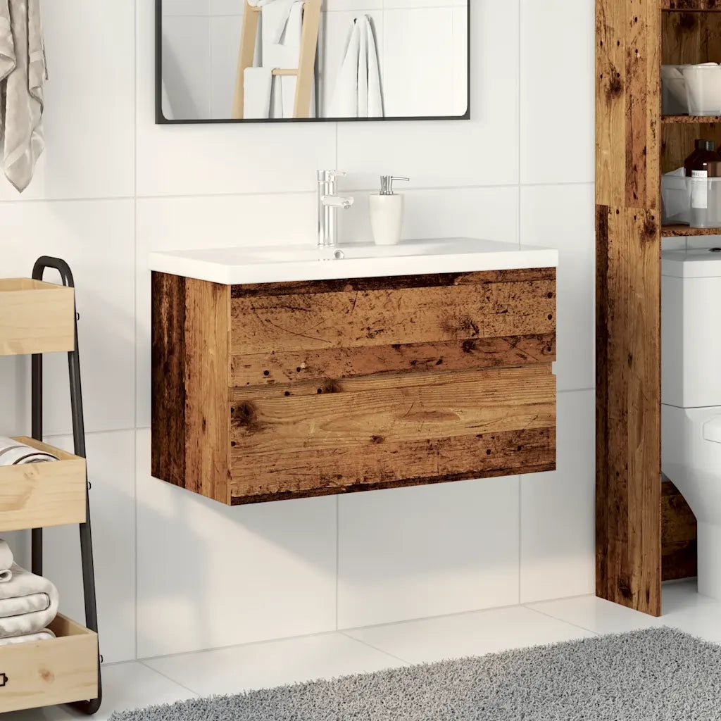 Mobile con Lavabo Integrat-Armadietto da Cucina-Lavandinoo Legno Antico 362626