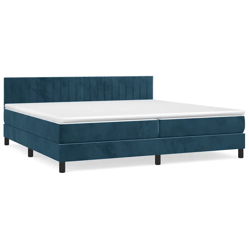 Giroletto a Molle con Materasso Blu Scuro 200x200 cm in Velluto 3141447