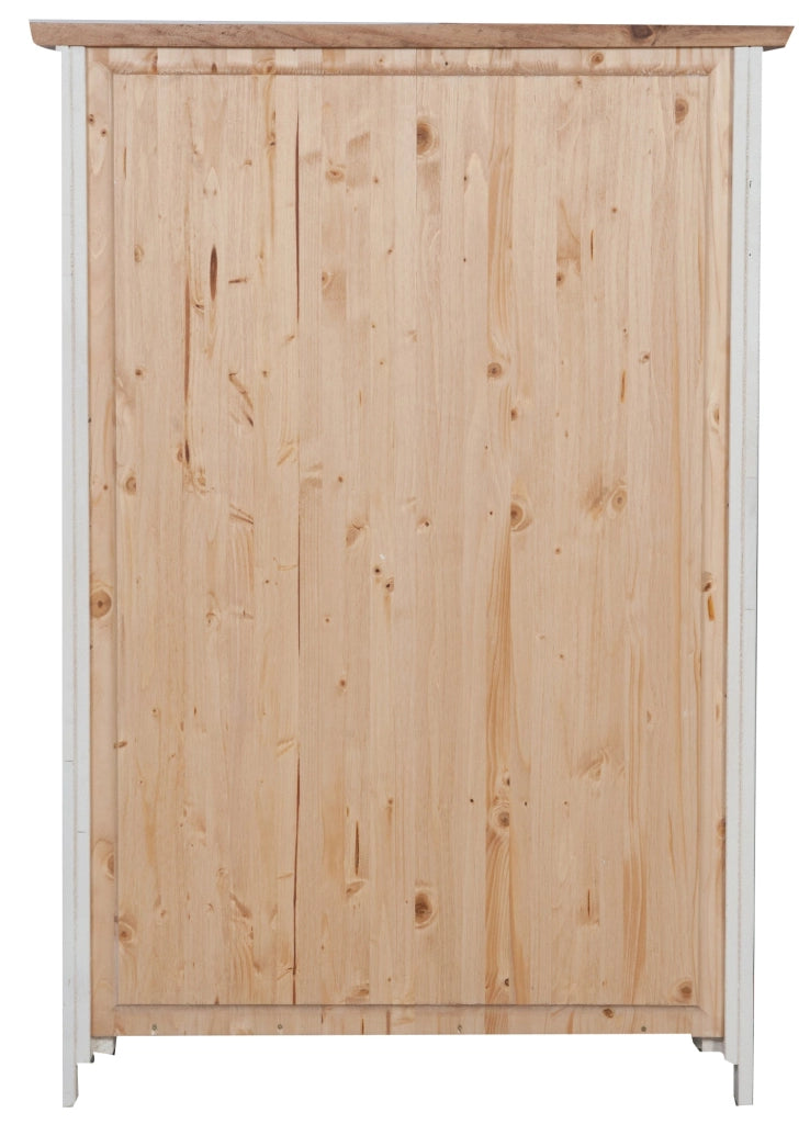 Biscottini Stipetto Country in legno massello di tiglio struttura bianca anticata piano finitura naturale L68xPR25xH98 cm. Made in Italy