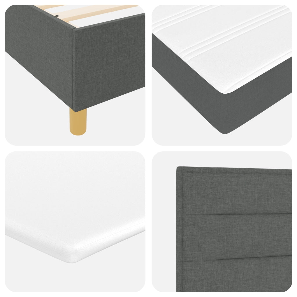 Box Spring Letto con Materasso Grigio Scuro 140x190 cm Tessuto