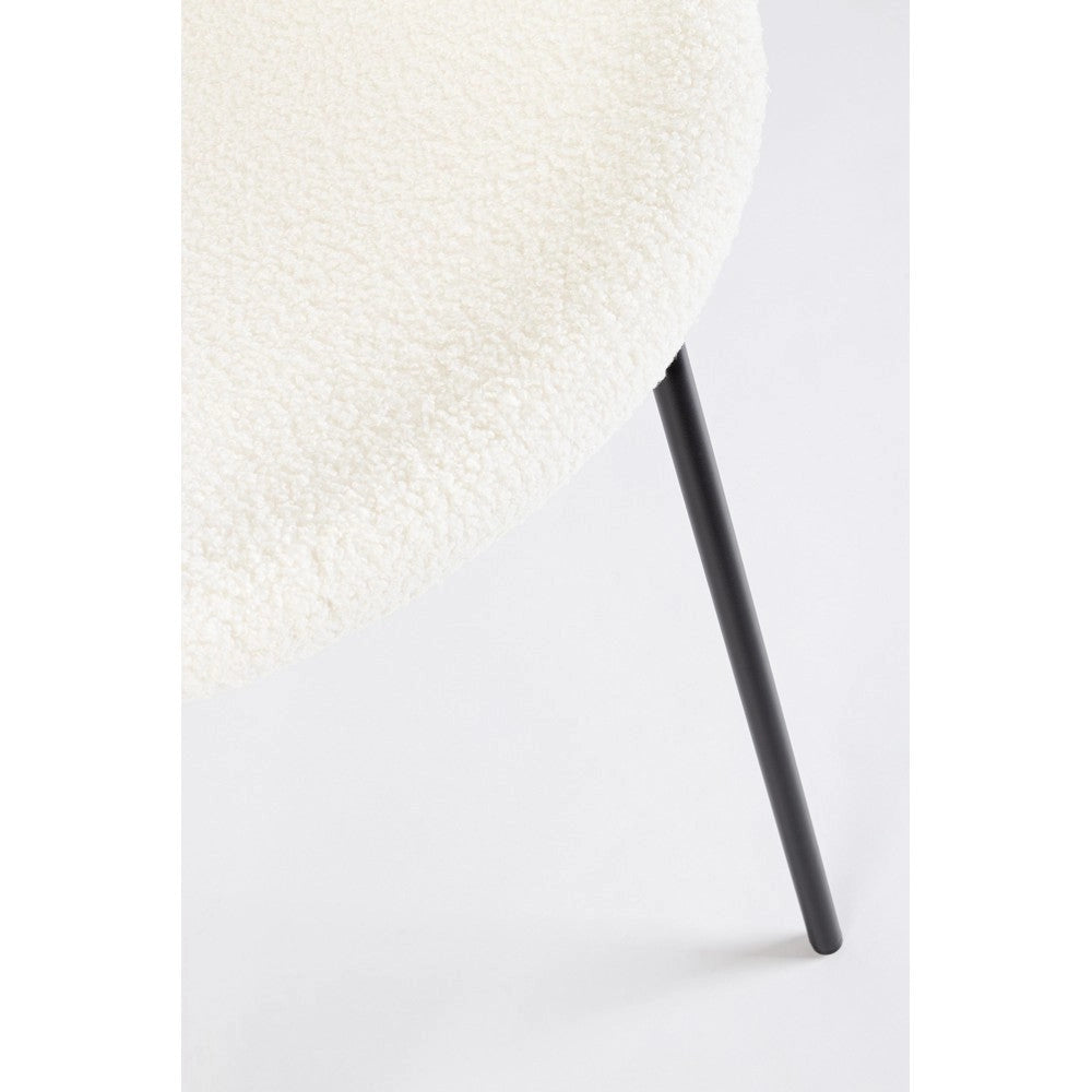 Set di 2 Sedie Imbottite in Tessuto Bouclé con Gambe in Acciaio - VIOLET