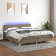 Letto a Molle con Materasso e LED Tortora 180x200 cm in Tessuto cod mxl 62381