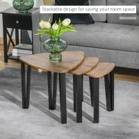 Set di 3 Tavolini da Caffè di Design Diverse Grandezze Finitura in Noce