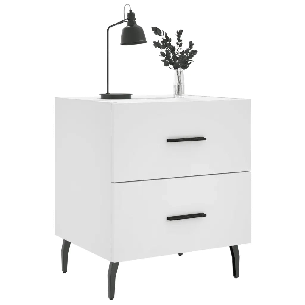 Comodino | Armadio da Notte | Mobiletto da notte Bianco 40x35x47,5 cm in Legno Multistrato