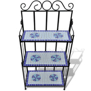 Piedistallo per Piante Terracotta con Mosaico Blu e Bianco 41132