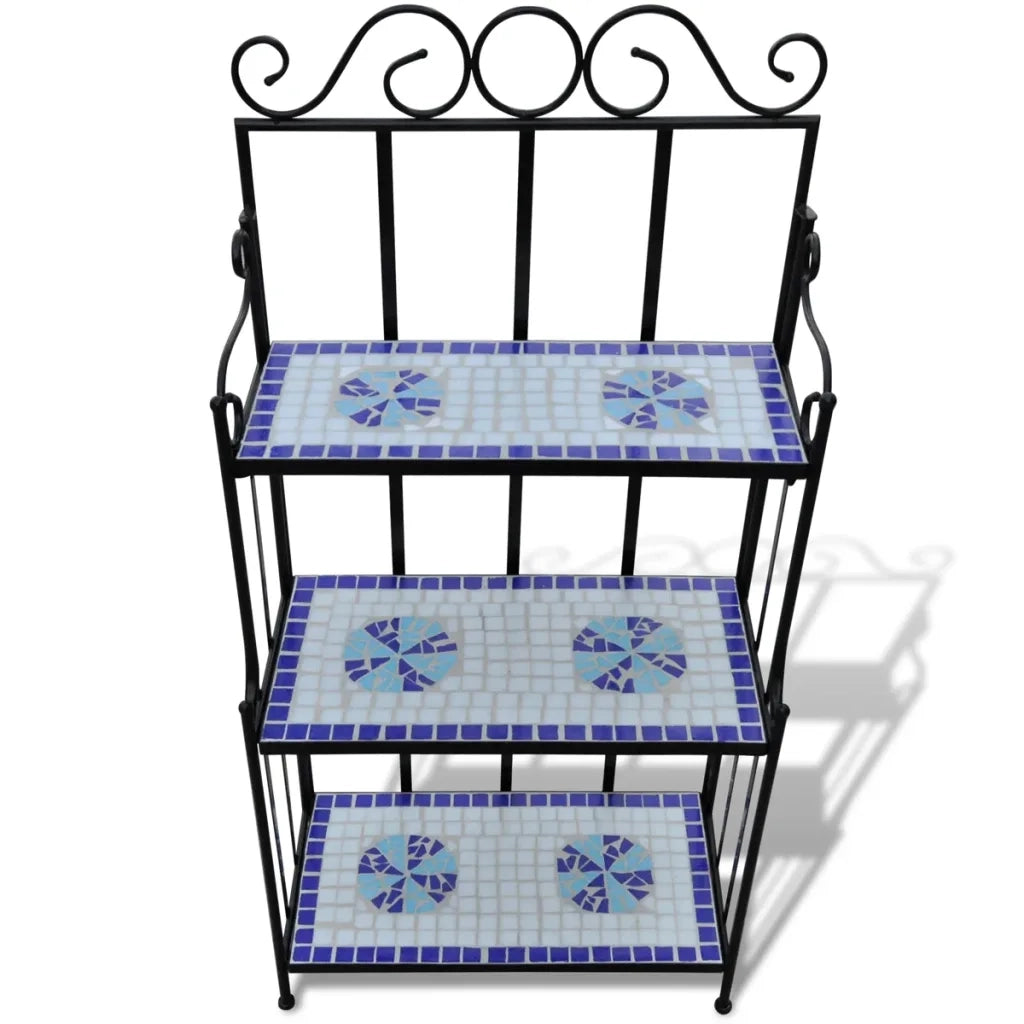 Piedistallo per Piante Terracotta con Mosaico Blu e Bianco 41132
