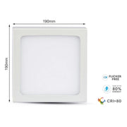 Plafoniera Pannello Led Slim Montaggio a Plafone Quadrato 190X190X24mm 18W 3000K SKU-4919