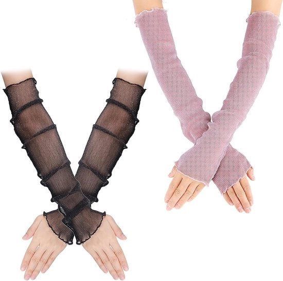 Manopole estive lunghe - Seno senza dita - Protezione UV - Tessuto mesh raffreddante - Creme solare - Altezza maniche