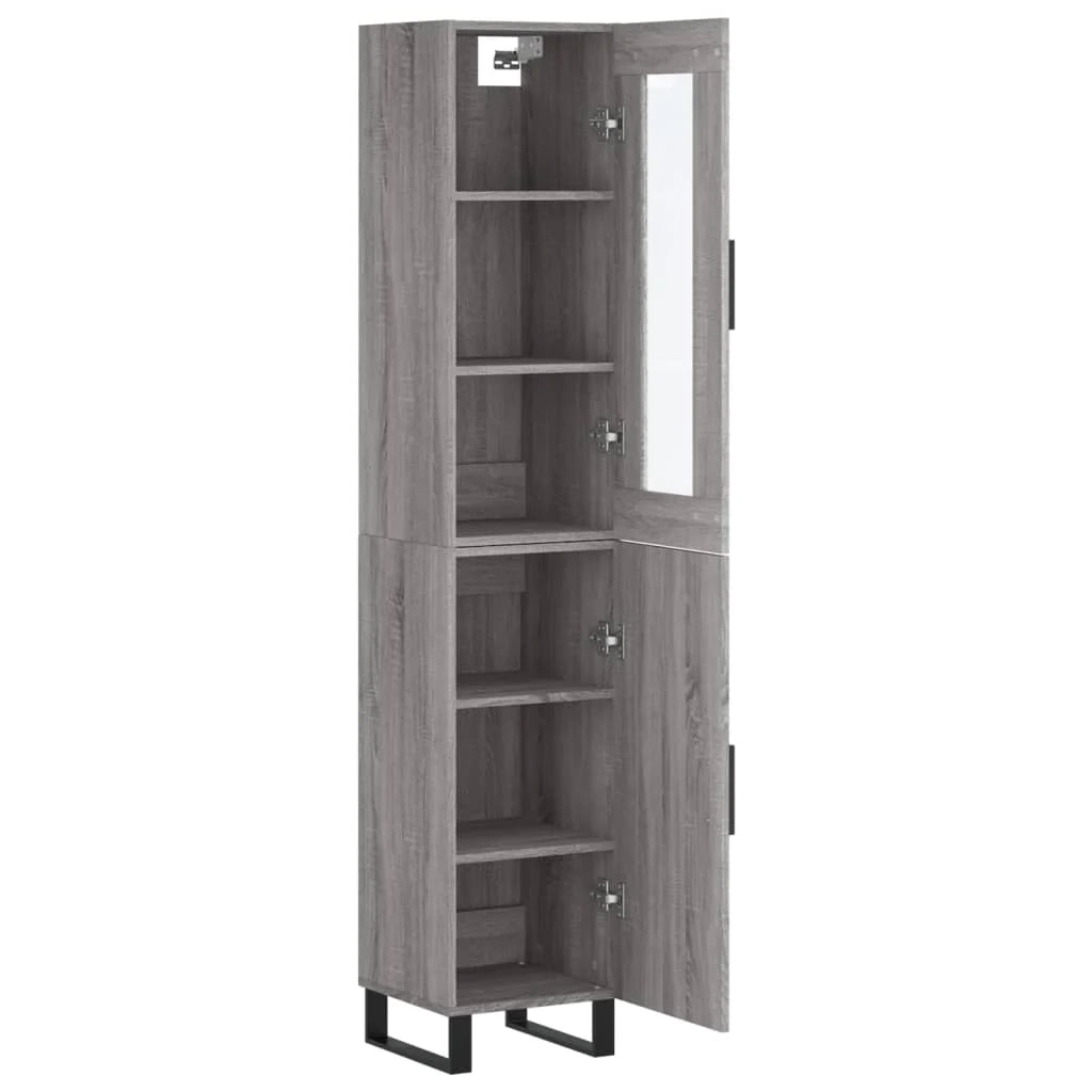Buffet credenza cassettiera armadio mobile contenitore organizer cucina soggiorno salotto rovere Sonoma alto 34,5 x 34 x 180 cm legno ingegnerizzato grigio 02_0035297