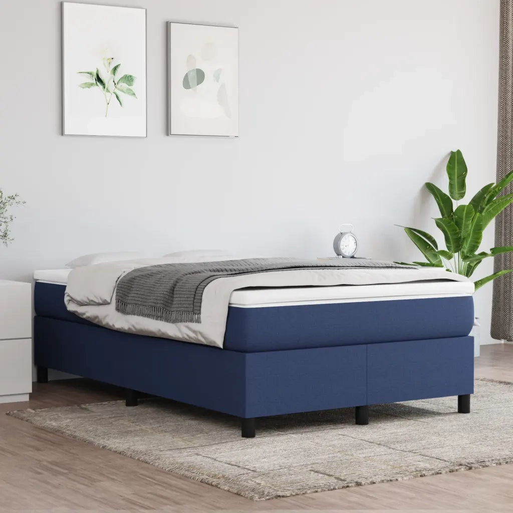 Struttura Letto a Rete a Molle-Giroletto Blu 120x200 cm in Tessuto 163938