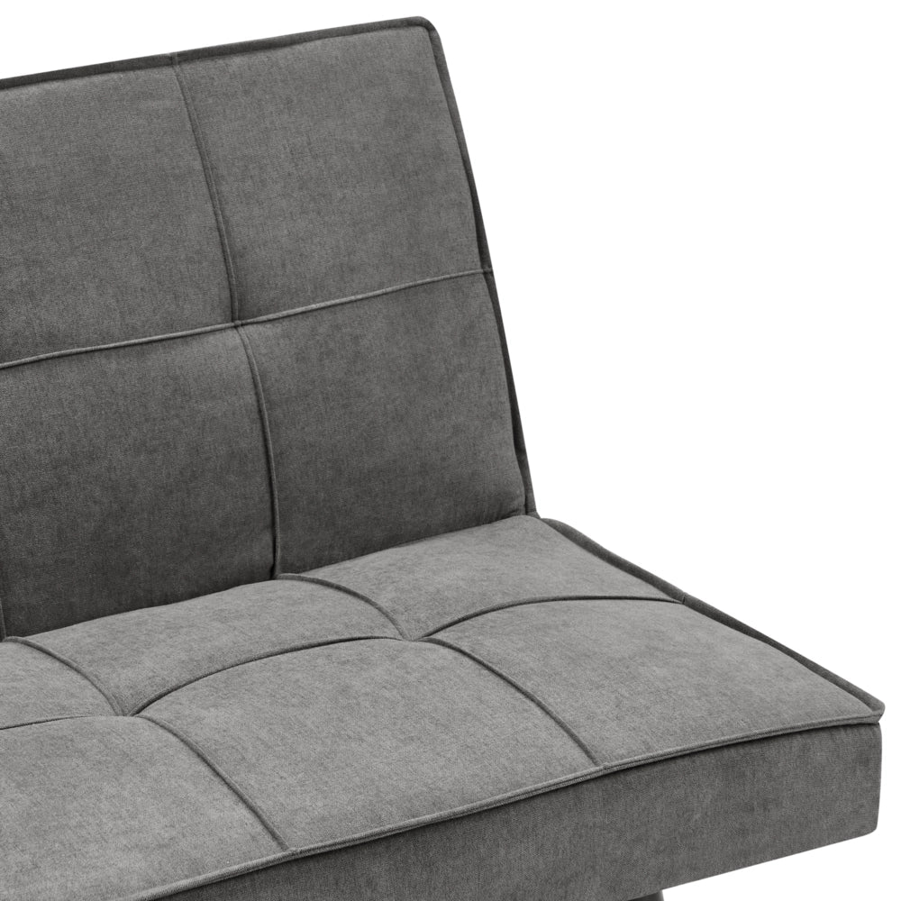 Divano letto in tessuto grigio scuro a 3 posti con imbottitura trapuntata Letto per ospiti senza braccioli con chiusura a scatto