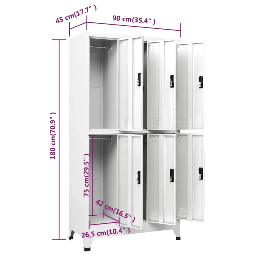 Armadietto da ufficio moderno 90 x 45 x 180 cm con anta con serratura linee pulite acciaio bianco 02_0047010