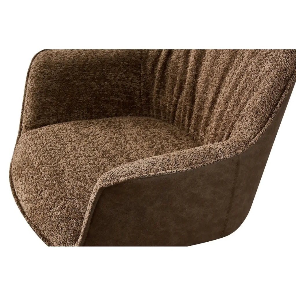 Sedia LUCIA - Bouclé Sabbia & Schienale PU Marrone - H82.5 × L62 × P63 cm - Stile design