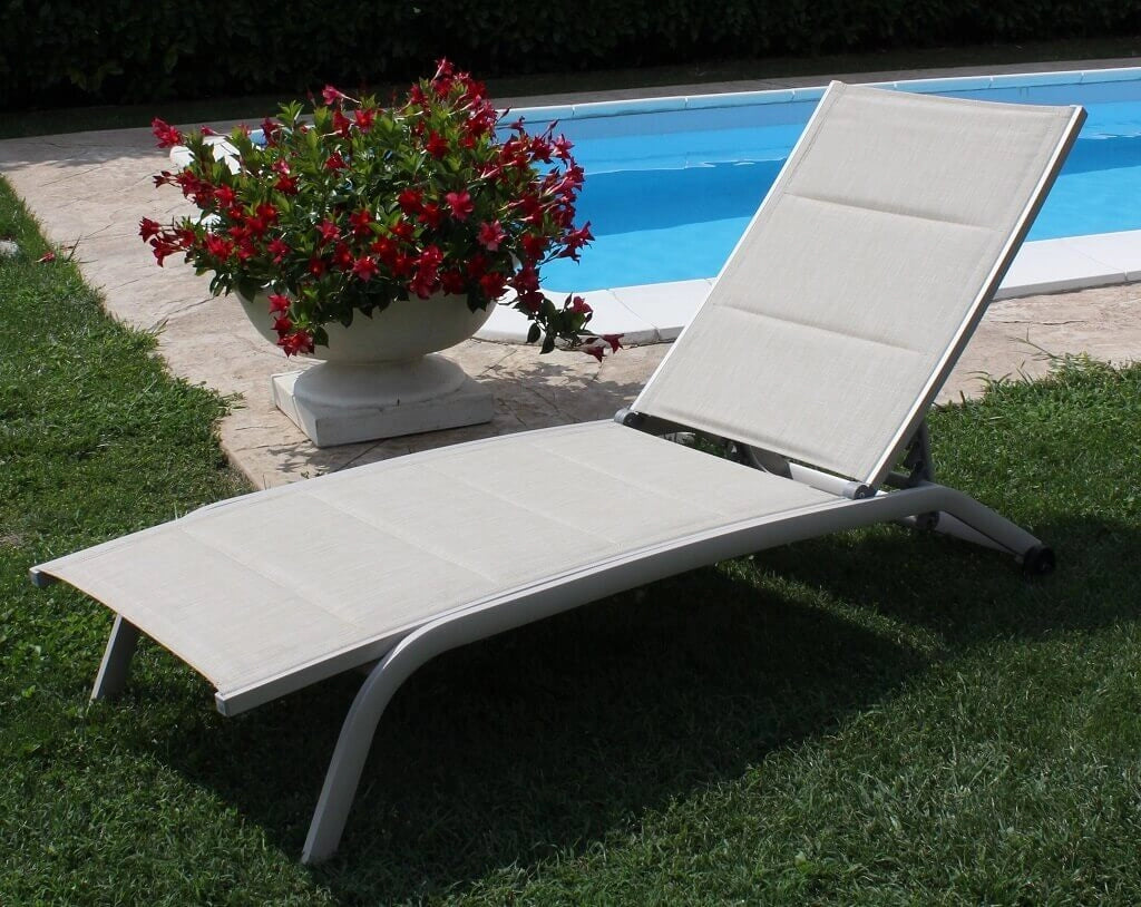 Lettino da Giardino Impilabile in Alluminio Textilene cm 161x62x92 5 - TOM