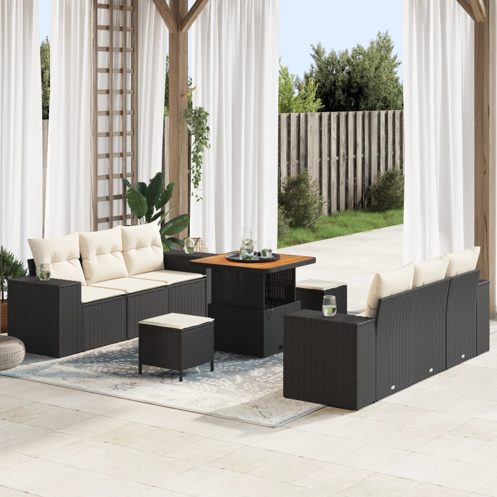 Set di divani da giardino Set di 5 Nero, Panna
