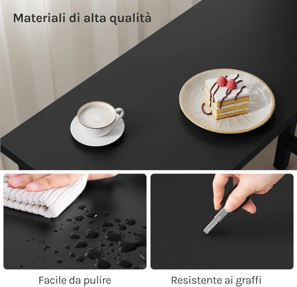 Tavolo da Bar Rettangolare Alto Tavolino per Cucina in Metallo Legno 140x40x100 cm