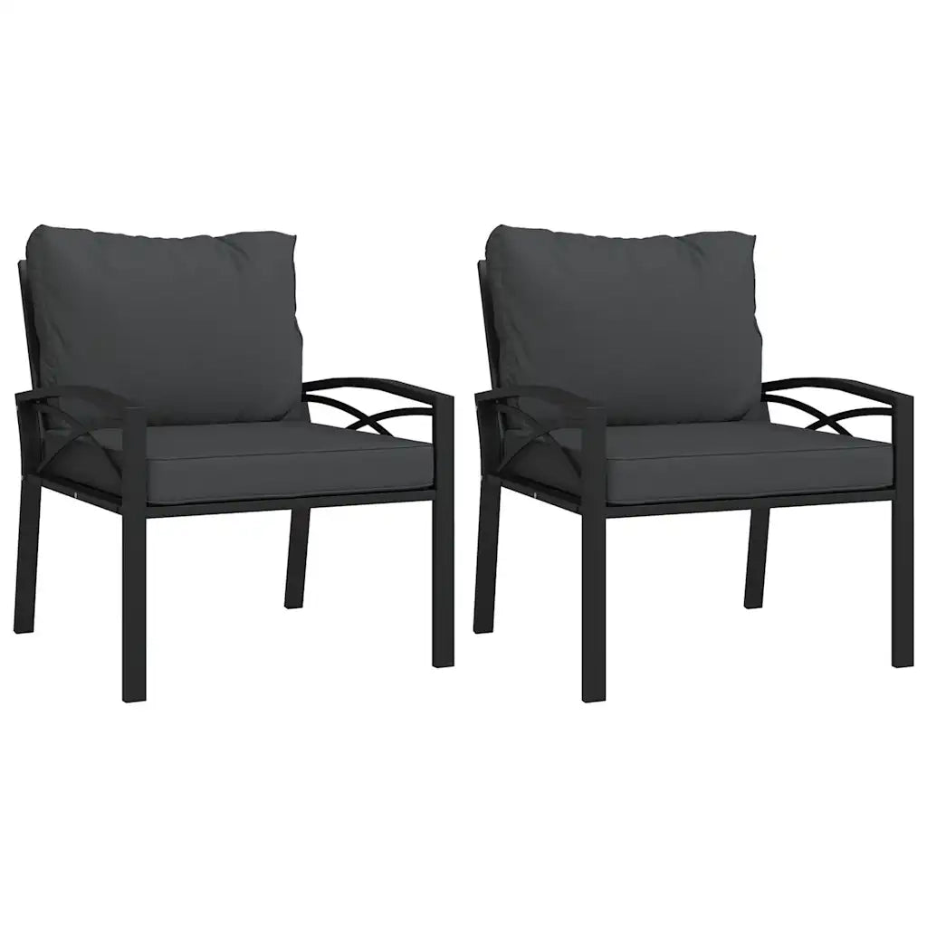 Sedie da Giardino con Cuscini Grigi 2pz-Sedia da esterno 68x76x79 cm Acciaio