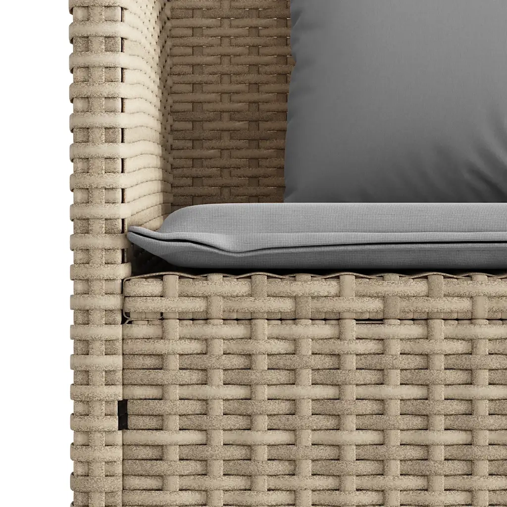Panca da Giardino con Cuscini-Sgabello-Panca da esterno Beige in Polyrattan 145609