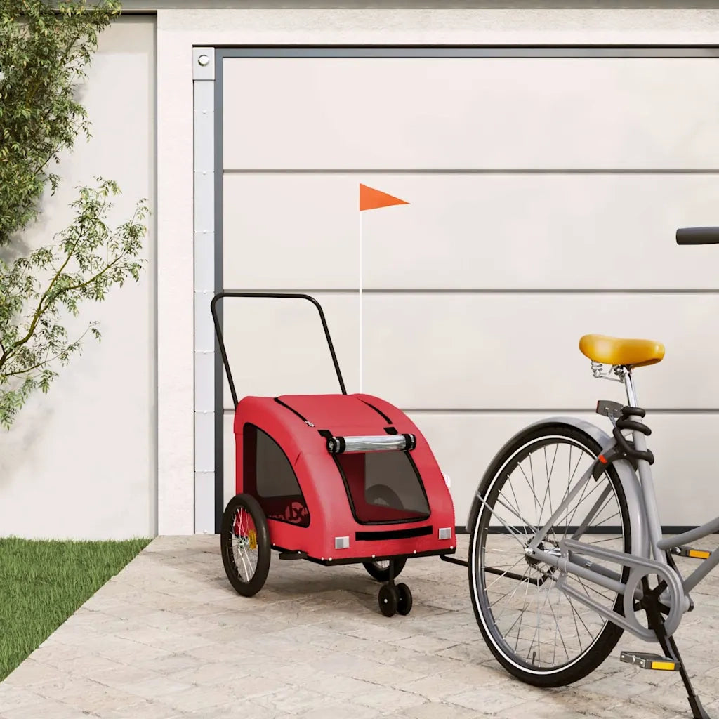 Rimorchio da Bici per Animali Rosso Oxford e Ferro CFW1357045