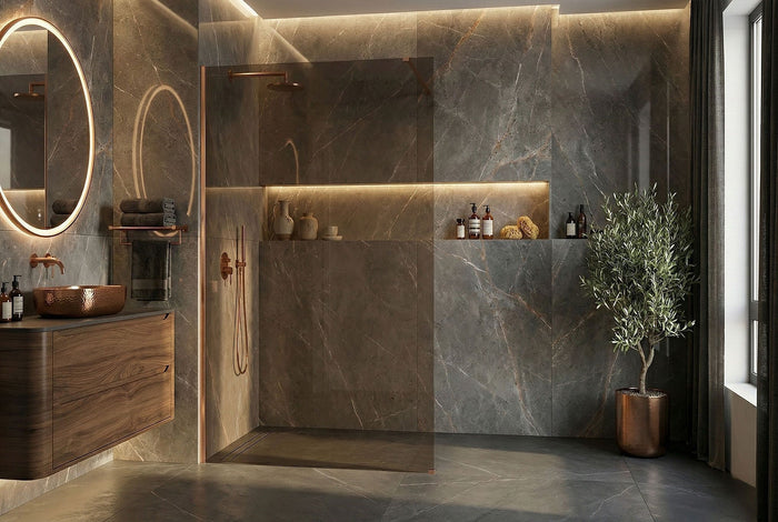 Parete Doccia Rea Flexi Brown / Brush Copper 120