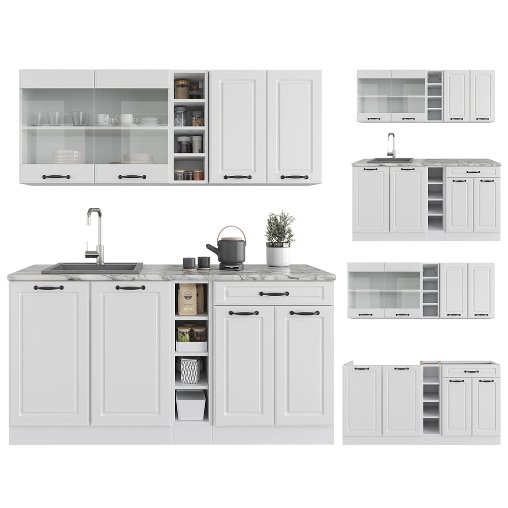 Vicco Cucina completa Casa di campagna bianca/bianco 160 cm senza piano di lavoro