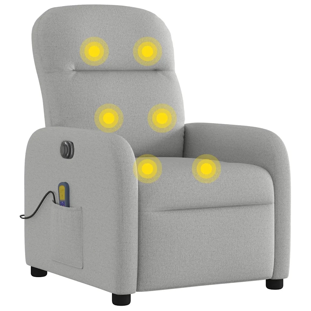 Divano Sedia-Poltrona Reclinabile Massaggio Elettrica Grigio Nuvola Tessuto 933850