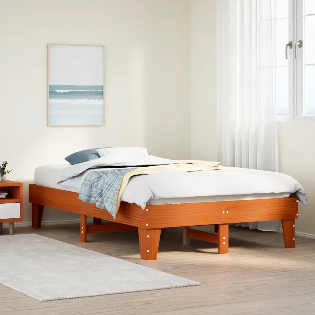 Letto matrimoniale | Letto per adulti | Letto senza Materasso Marrone Cera 135x190 cm in Legno di Pino