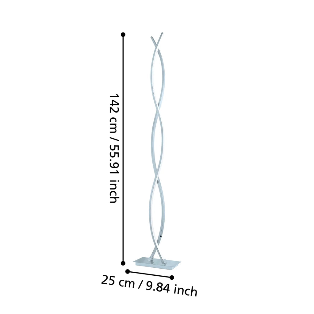 Piantana Moderna Lasana 2 Acciaio Cromo Luce Led Integrato 36W