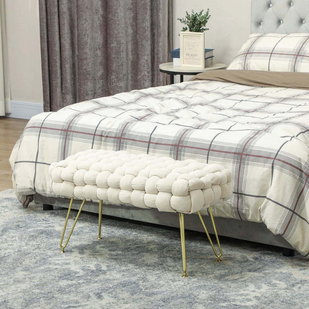 Pouf imbottito con gambe in metallo ¨C zephmum ¨C crema