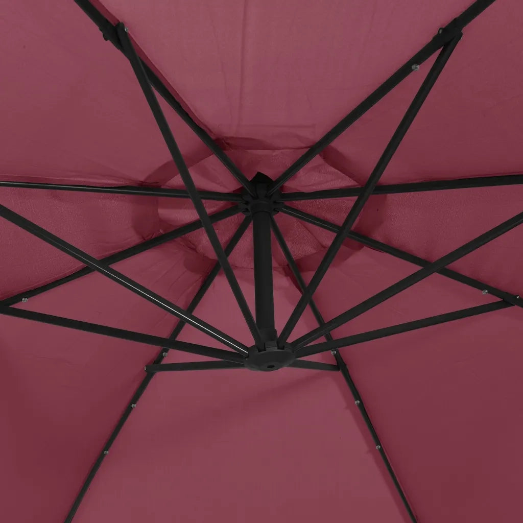 Ombrellone a Sbalzo con LED Rosso Bordò 350 cm 313782