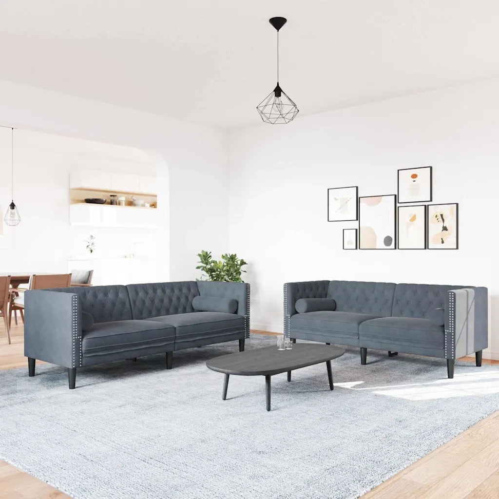 Divano per Soggiorno 2 pcs Grigio scuro 194 x 74,5 x 70,5 cm 3385865