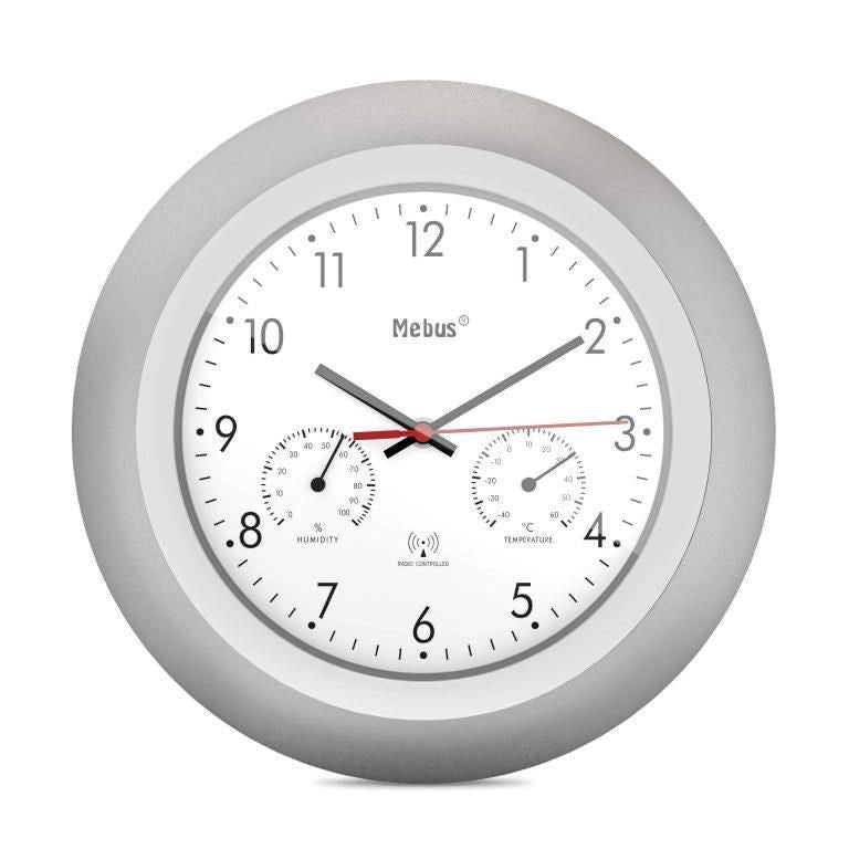 Mebus 19450 orologio da parete e da tavolo Orologio digitale Rotondo Argento, Bianco