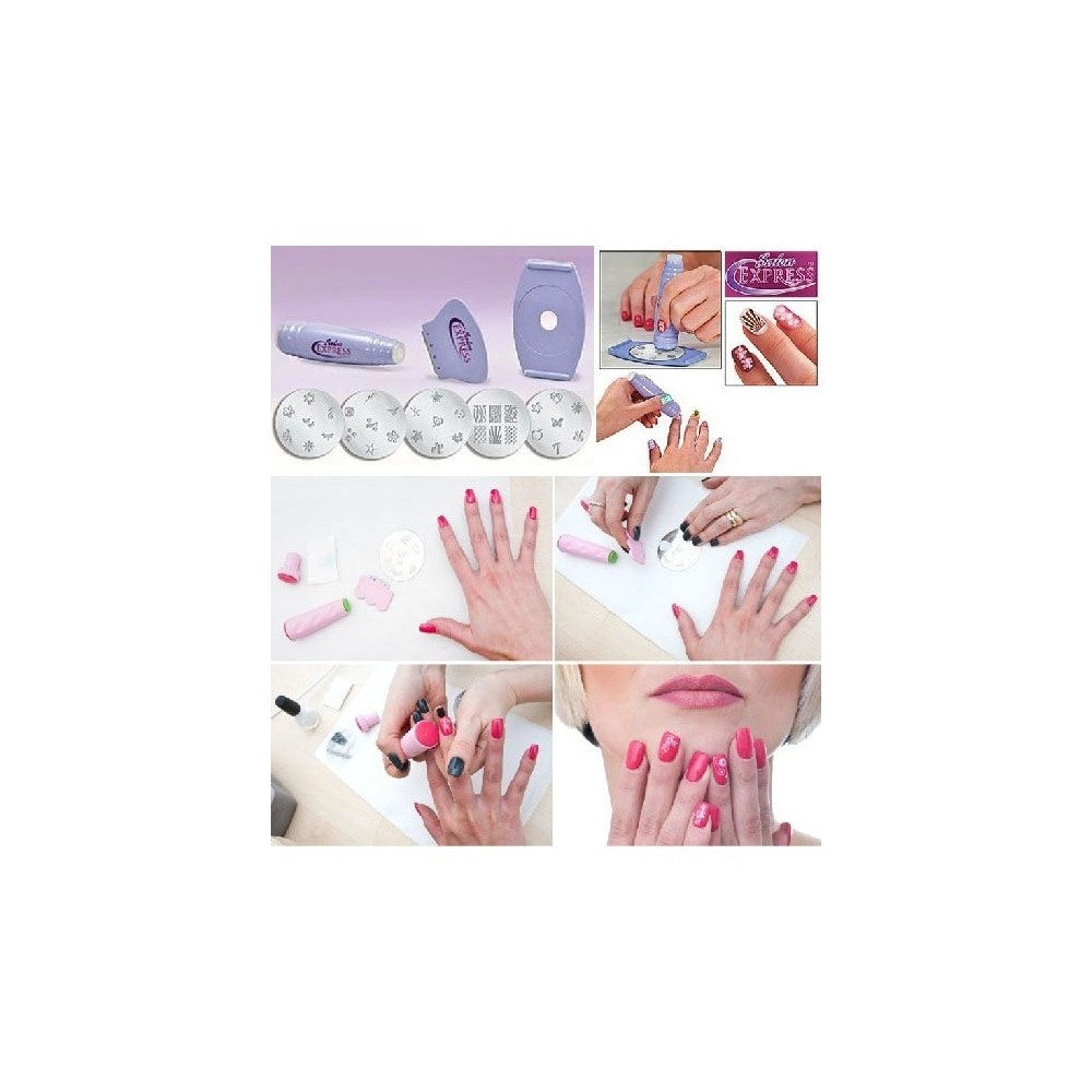 Trade Shop - Timbro Nail Art Stampo Kit Macchina Decora Unghie + Dischi Disegno Decora Unghie -