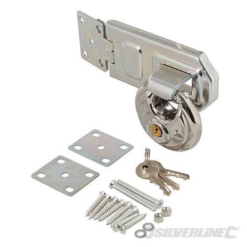 lucchetto con staffa piatta  indurita e disco in acciaio con 3 chiavi Silverline