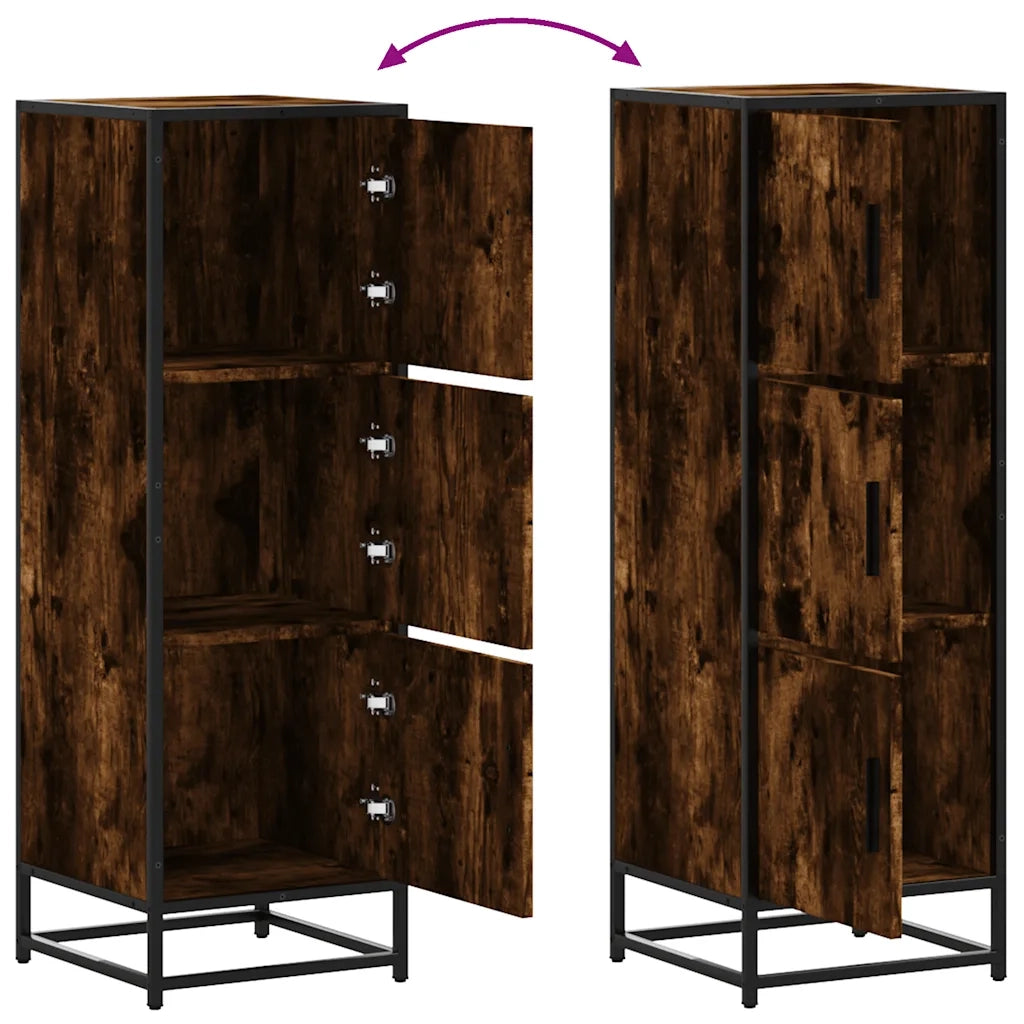 Credenza Rovere Fumo 35,5x35x106,5 cm Legno Multistrato Metallo 849066