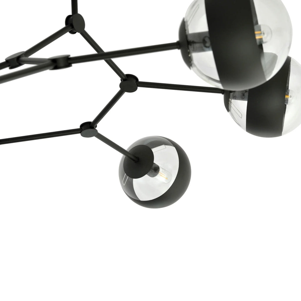 Plafoniera Minimal Iperione Acciaio Nero 6 Luci E14 Ip20
