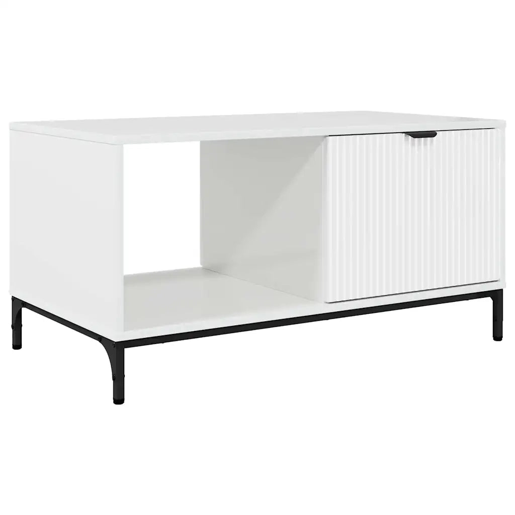 Tavolino da salotto con cassetto Bianco Lucido 90 x 49 x 46 cm 883448